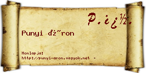 Punyi Áron névjegykártya
